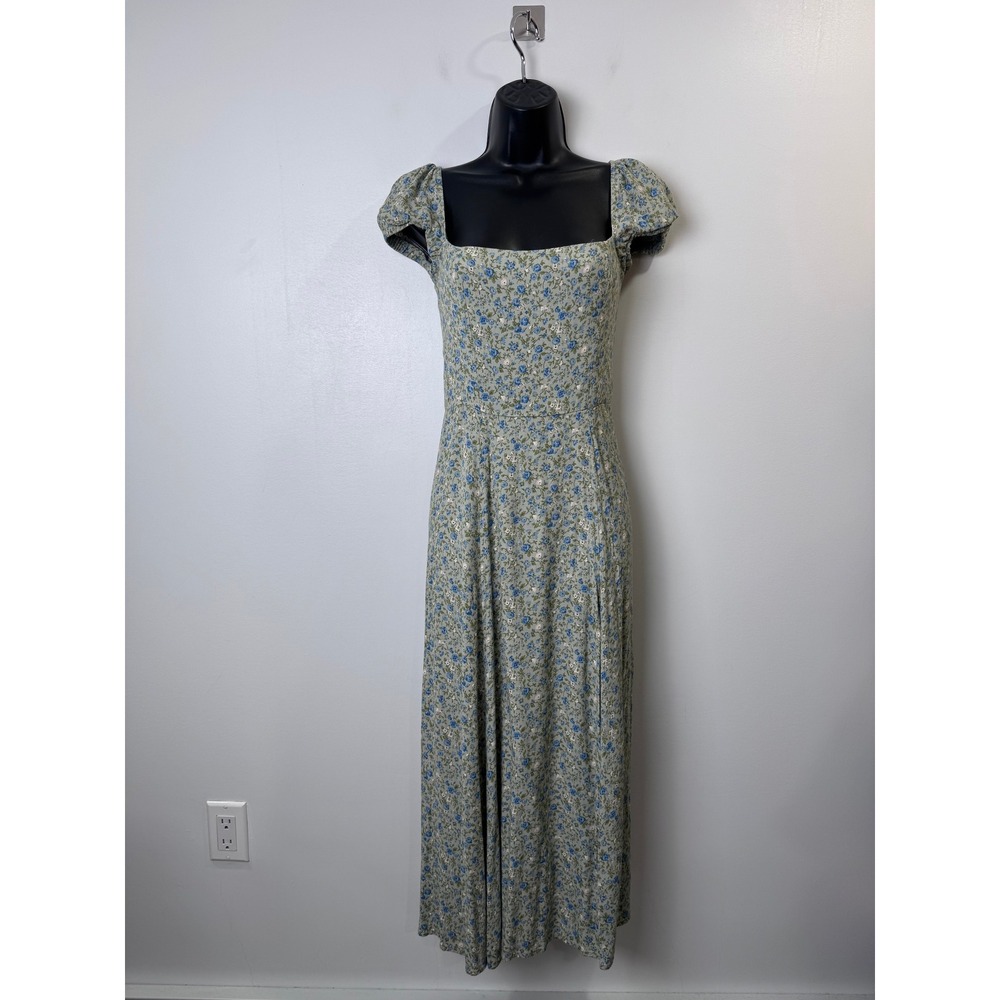 Reformation Sienne Floral-Print Georgette Midi Dress Smocked Back Size 4